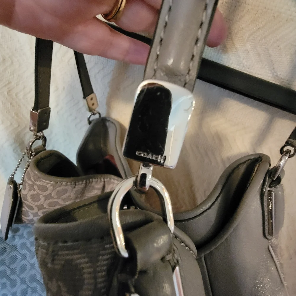 Coach Gray Signature Canvas Shoulder Bag